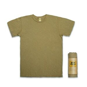 New VELVA SHEEN olive short sleeve rolled tee shirt